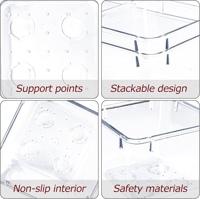4 PCS Clear Plastic Drawer Organizer, Desk Drawer Divider Organizers and Storage Bins for Makeup, Jewelry, Gadgets for Kitchen, Bedroom, Bathroom, Office (9.0"x3.0"x2.2")