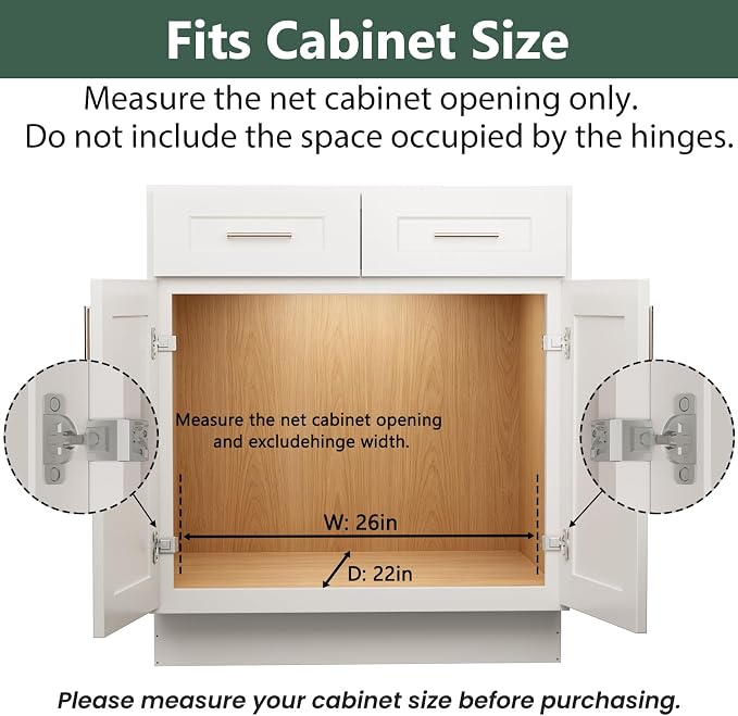 LOVMOR Pull Out Cabinet Organizer 25½" W x 21½" D, Kitchen Cabinet Pull Out Shelves Slide Out Storage