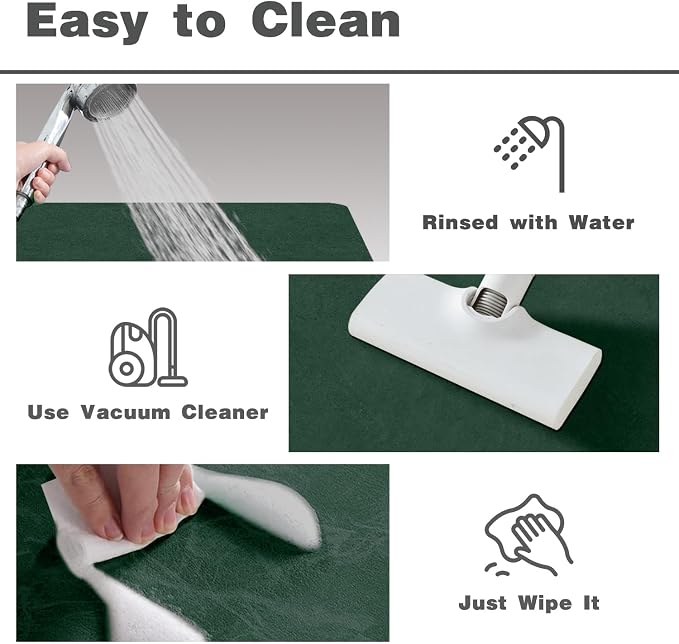 TYUU Bathroom Mat Quick Dry, Bathroom Rugs Non Slip Washable Thin Absorbent Bath Mat Fits Under Door Bathroom Floor Mat Perfect for Bath, Shower, or Sink 16"x24" Dark Green