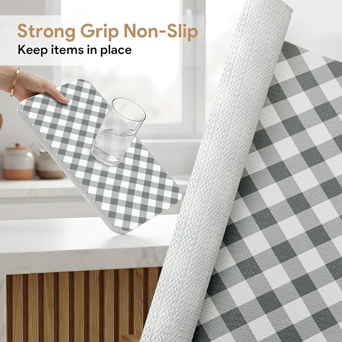 Shelf Liners Non Adhesive 2Rolls*20'' X 72'' Drawer Liner for Kitchen Cabinets, Waterproof Shelf Liners Durable Anti-Slip for Kitchen Cabinets Cupboard Liner