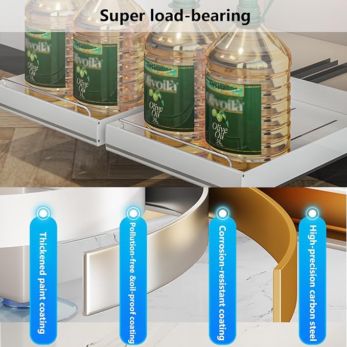 Stainless Steel Pull Out Cabinet Organizer, Pull Out Drawers for Cabinets, Slide Out Drawers for Kitchen Cabinets, Bathroom Cabinet Organizer, Pantry, No Drill,15.7" w*15.7" dx2.36 h
