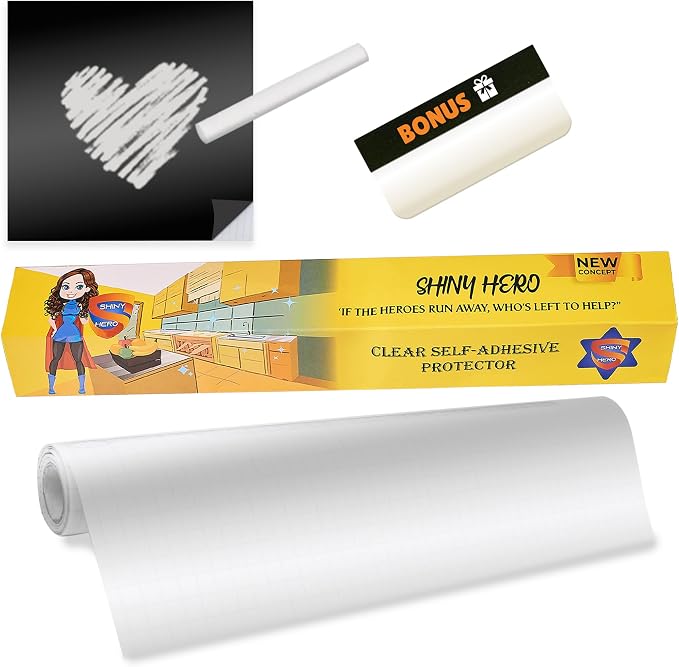 Clear Wall Protector Contact Paper - Self Adhesive Removable Film Kitchen Cabinet Liner Transparent Sheet Plastic Foil Backsplash Oil Waterproof Wallpaper Heat Resistant Furniture Door Scratch Cat Dog