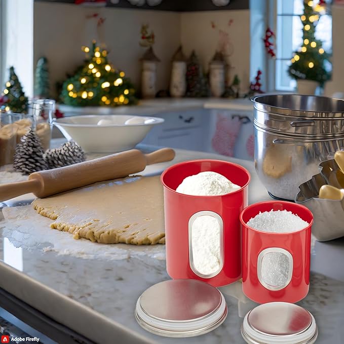 3 Piece Canister Set for the Kitchen by Home Basics | Kitchen Jars with Transparent Window | 3 Different Sizes | Kitchen Storage Containers with Silicone Gasket
