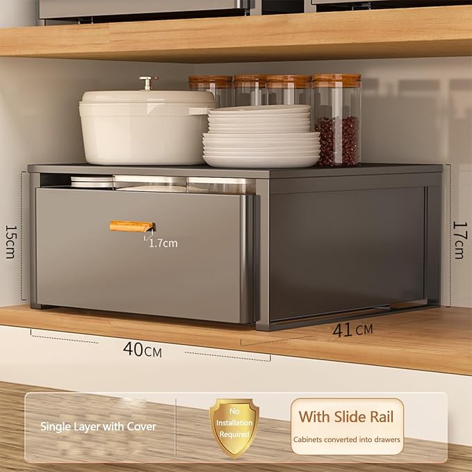 Pull Out Drawers for Cabinets Cabinet Extendable Basket Expandable Drawer Pull Out Drawer Drawer without Drilling Kitchen Organizer Steel Material for Kitchen Living Room Bedroom