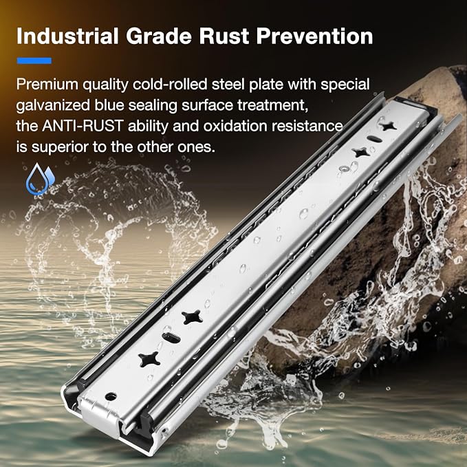 Heavy Duty Drawer Slides Full Extension Runners 12 14 16 18 20 22 24 26 28 30 32 34 36 38 40 Inch Side Mount Rails for Drawer Capacity 208 lb 1 Pair