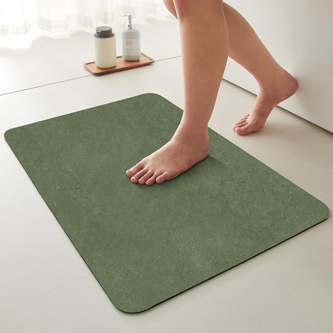 TYUU Bathroom Mat Quick Dry, Bathroom Rugs Non Slip Washable Thin Absorbent Bath Mat Fits Under Door Bathroom Floor Mat Perfect for Bath, Shower, or Sink 36"x48" Sage Green