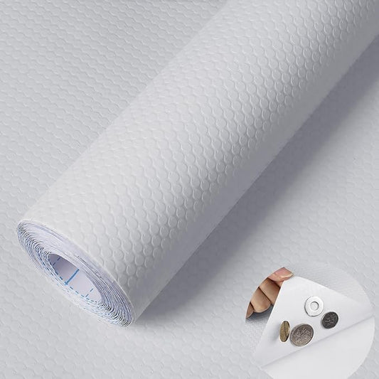 WochiTV Adhesive Shelf Liner 23.6 X 240 Inches Peel and Stick Kitchen Liner for Cabinets, Drawers Removable Protector Mat Waterproof Contact Covering for Dresser Pantry Countertops Shelves, White
