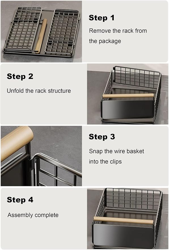Pull Out Drawers For Kitchen Cupboards- No Drill Drawers for Cabinets Adjustable Non-Slip Feet(Milk,23.5x39.5x11 cm)