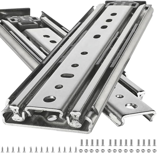 Heavy Duty 22" Drawer Slides, Full Extension Ball Bearing, 500LB Capacity | 76MM Width, 3-Section Design, Industrial Grade Steel, Smooth & Quiet Operation, for Workshop, Garage, Kitchen Cabinets