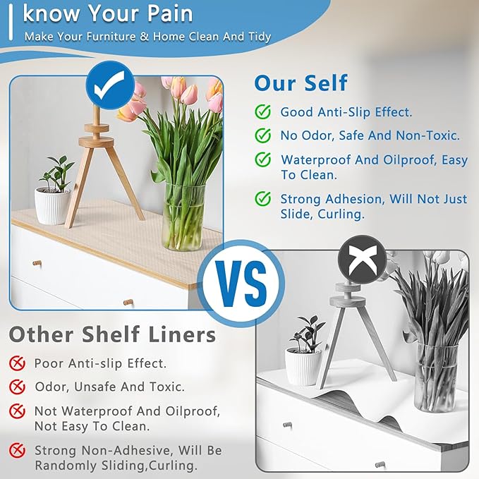 Self-Adhesive Shelf Liner Kitchen Liner, Waterproof Backed Paper Easy Peel and Stick Contact Liner Without Residue for Decor Your Desk Surface, Kitchen Countertops (Clear, 35.4 x 118.1 inches)