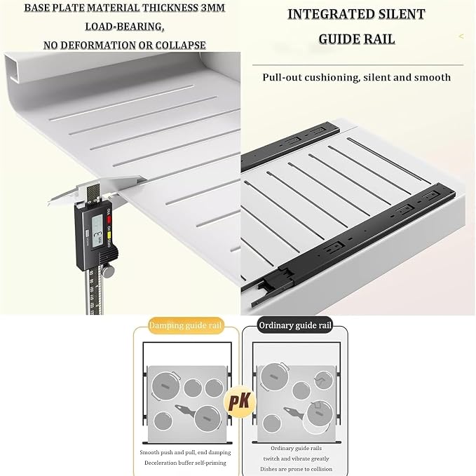 Pull out Cabinet Organizer,Under Sink Organizer, Cupboard Pull Out Storage,Pull Out Drawer Fixed With Adhesive,No Need Drill And Nailing,for Kitchen, Living Room, Home.(30*43*7cm(11.8*16.9*2.7in))
