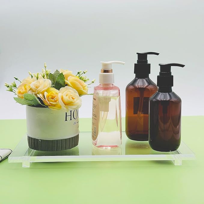 Acrylic Soap Pedestal Stand Sink Tray for Kitchen Bathroom Counter, Clear