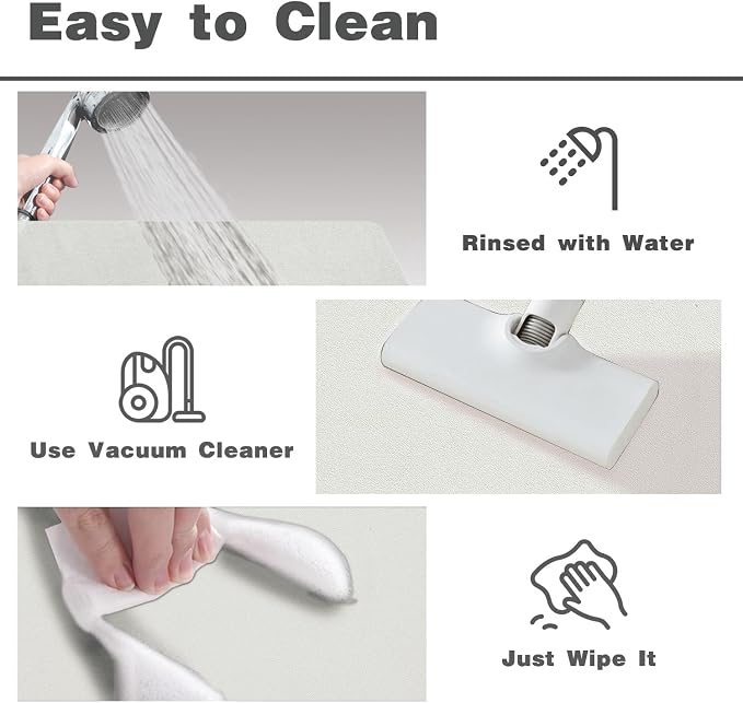 TYUU White Bath Mat, Bathroom Rugs Non Slip Washable Thin Absorbent Quick Dry Bath Mat Fits Under Door Bathroom Floor Mat Perfect for Bath, Shower, or Sink 24"x48" White