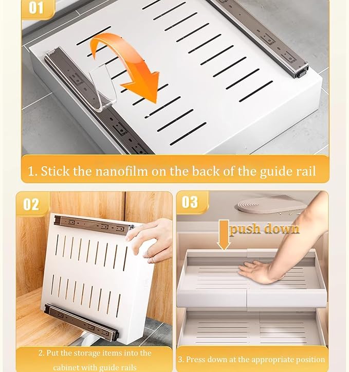 Pull Out Cabinet Organizer,cupboard pull out storage,Pull Out Drawer Fixed with Adhesive,No Need Drill and Nailing,for Kitchen, Living Room, Home. (Size : 18 * 43 * 7cm/7.1 * 16.9 * 2.7in)