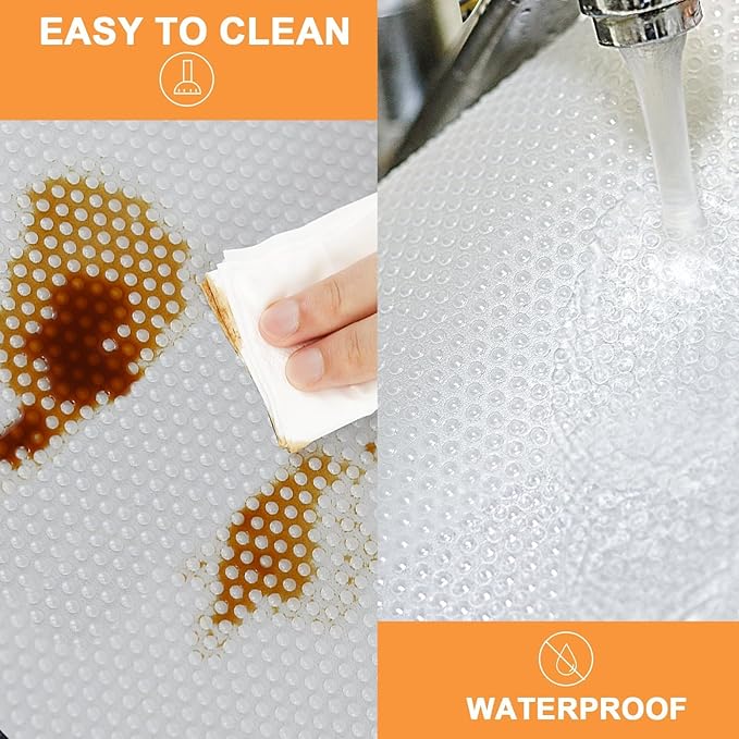 FLPMIX Large Cabinets Shelf Liner: 22" x 300" Clear Waterproof Under Sink Mat - Translucent Easy to Cut Non-Adhesive Cupboard Drawer Liner