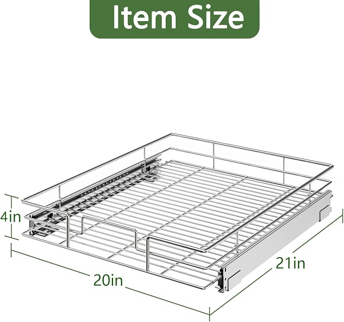 LOVMOR Pull Out Cabinet Organizer 20"W x 21"D, Kitchen Cabinet Pull Out Shelves Slide Out Storage