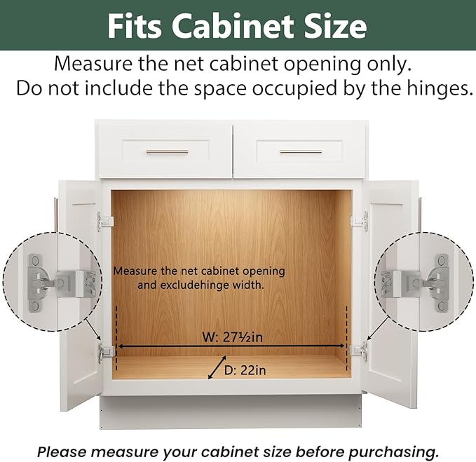 LOVMOR Pull Out Cabinet Organizer 27" W x 21½" D, Kitchen Cabinet Pull Out Shelves Slide Out Storage