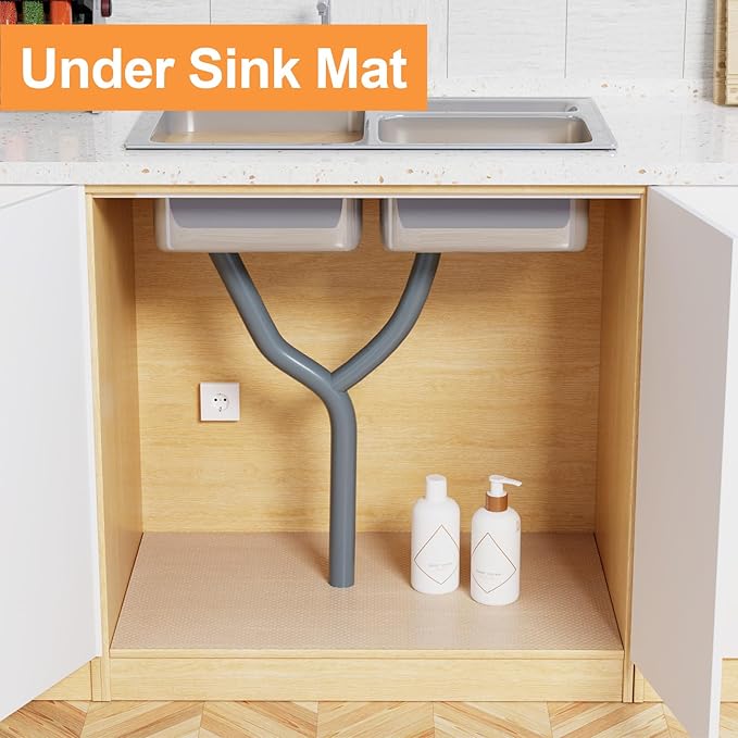 24-inch Wide Cabinet Shelf Liner: Clear Waterproof Large Under Sink Mat - 24 in x 25 FT Translucent Easy to Cut Non-Adhesive Kitchen Drawer Mat for Bathroom Cupboard