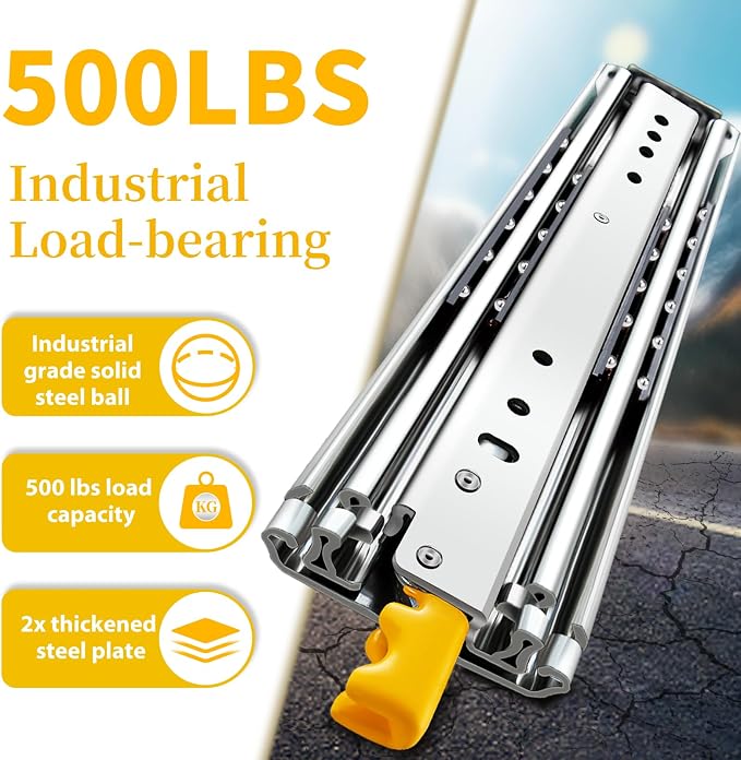 Heavy Duty Locking Drawer Slides Full Extension Runners with Lock 12 14 16 18 20 22 24 26 28 30 32 34 36 38 40 44 48 52 56 60 Inch Side Mount Rails for Drawer Capacity 458lb 1 Pair