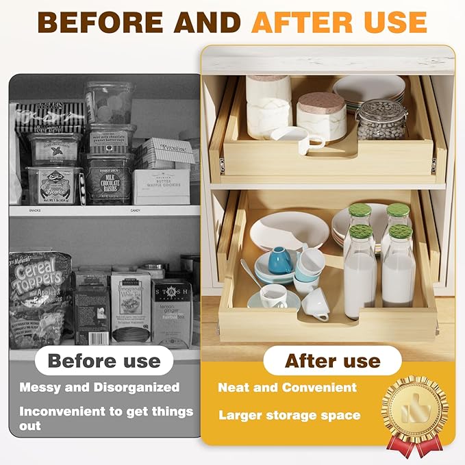 Pullout Cabinet Organizer, 11''W×21''D×3''H Slide Out Shelves for Kitchen Cabinets, Pull out Drawers for Kitchen Cabinets, Pantry, Bathroom, & Storage Organization
