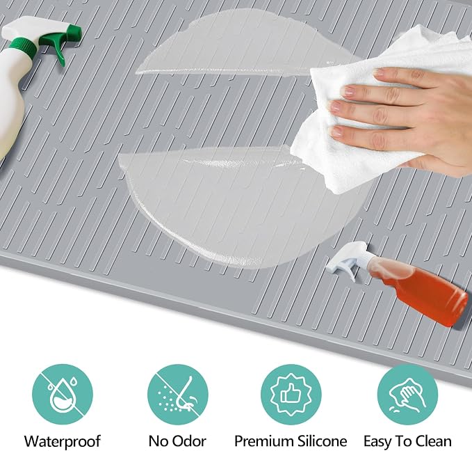 27" x 27" Under Sink Mat for Kitchen Lanstics Under Sink Organizer Waterproof Raised Edge Silicone Mat Sink Protector Silicone Organizers Tray for Kitchen Bathroom