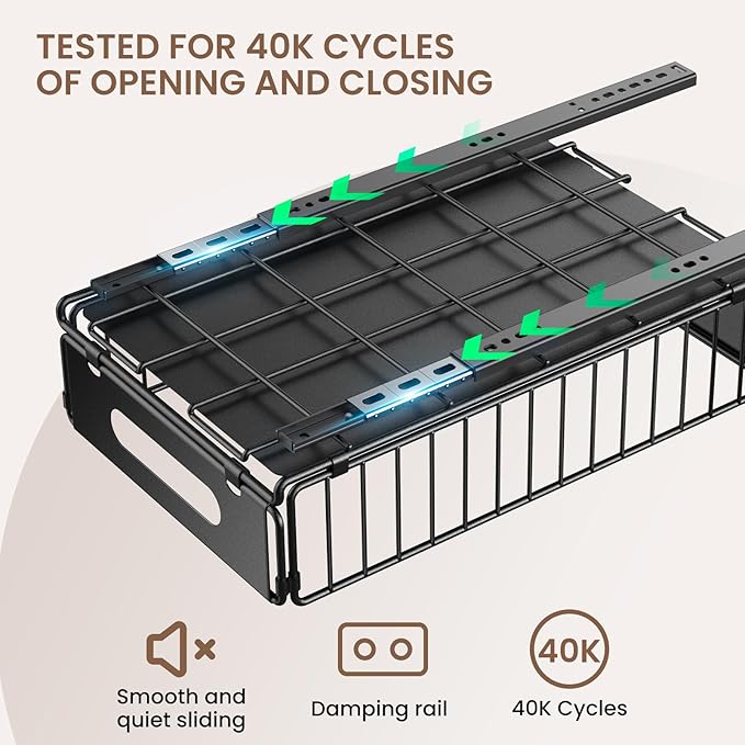 4 Pack Pull Out Cabinet Organizer, NECHEGI Heavy Duty Slide Out Pantry Drawers Shelves Storage With Strong Adhesive Strips and Handle for Kitchen, Bathroom, Living Room, Home (14.8"D X 9.6"W X 3.9"H)