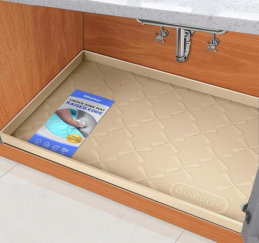 SIKADEER 31" x 22" Under Sink Mat Waterproof, Silicone Mat Kitchen Drawer Shelf and Cabinet Liner, Sink Protector for Kitchen Organizers and Storage, Boot Tray Pet Food Mats