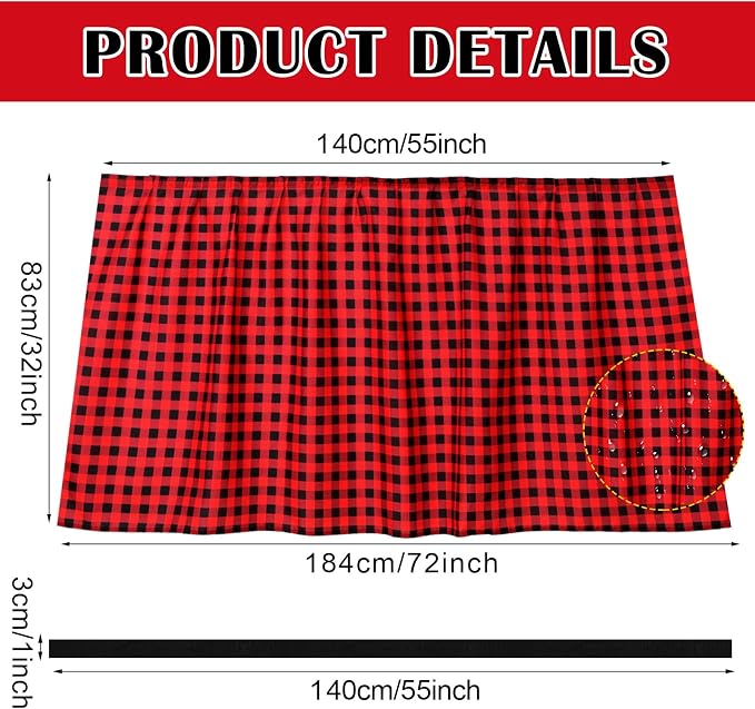 Fabric Sink Skirt Diamond Bathroom Stitch Self Stick Adhesive Waterproof Fabric Under Sink Curtain Skirt 55 x 32 Inch Adds Bathroom Storage(Red and Black,Classic Style)