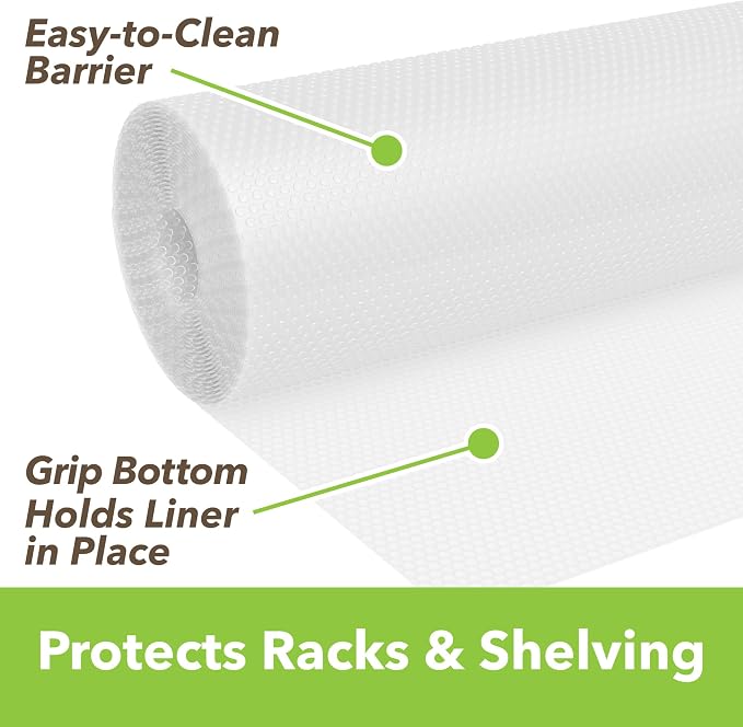 EasyLiner Clear Classic Shelf Liner - Durable Non-Adhesive Fridge Liner - Easy-to-Install and Easy-to-Clean - Kitchen Liner Mat for Fridge Shelves - Food Safe - Removable - 12 in x 20 ft - Clear