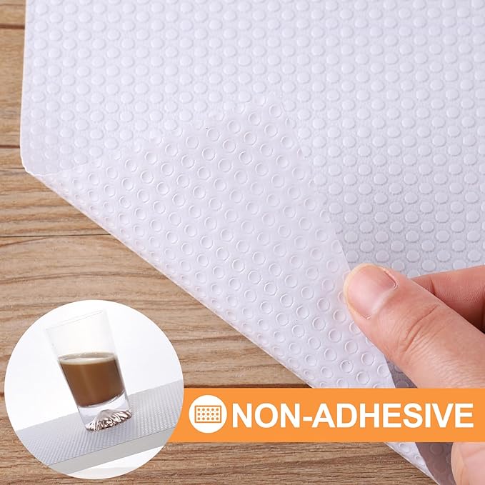 Shelf Liners for Kitchen Cabinets Non-Adhesive: 17" W x 300" L Waterproof Drawers Liner - White Easy to Cut Cupboard Mat for Pantry Shelves