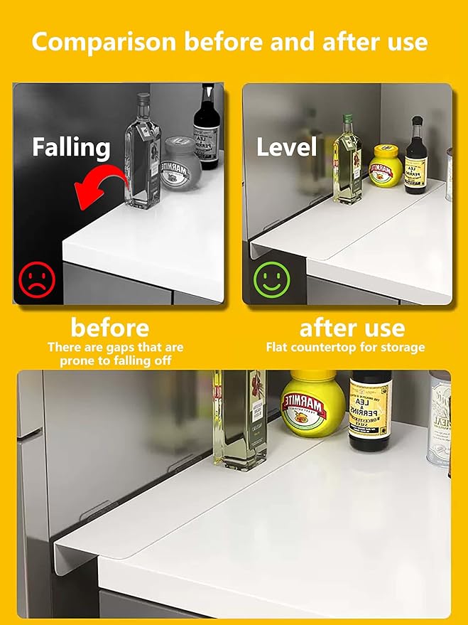 Metal Kitchen Refrigerator Gap Partition Side Panel For Crack Behind Refrigerator Kitchen Partition Panel No Drill Countertop Gap Extension Board(Black,15.75 * 3.93inch)