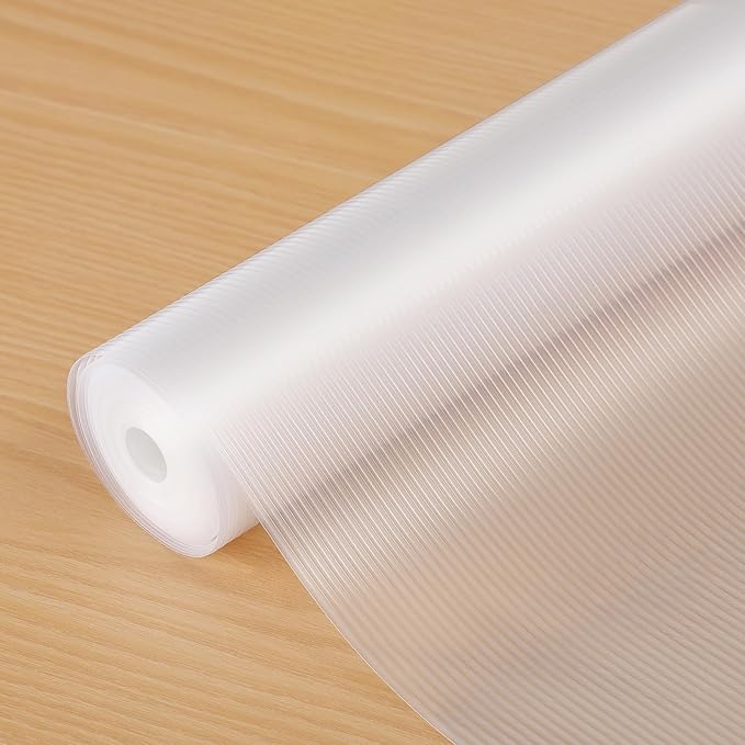 Shelf Liners 17 inch x 20 ft Shelf Liners for Kitchen cabinets nonstick Lining Drawer Mats EVA Protector for Cupboard (Clear Ribbed,17 inch x 20 ft)
