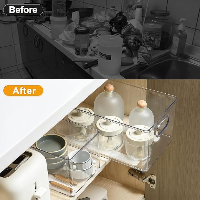 Summark 8 PCS Pull Out Rail for Baskets or Bins.Storage and Organization Accessories for Cabinet,Shelves.DIY Drawer Organizers Slides