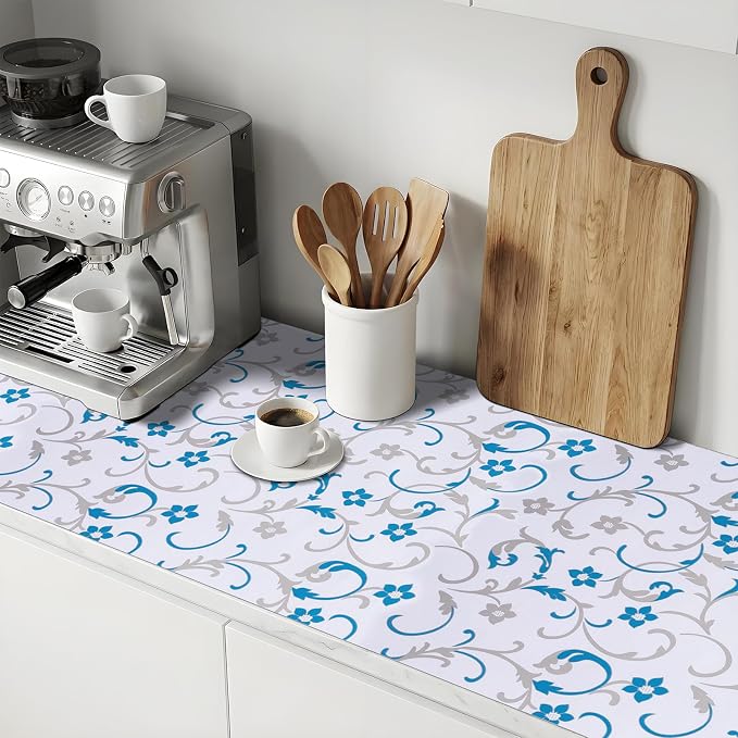 Shelf and Drawer Liner for Kitchen Cabinets 12'' X 120'' Non Adhesive Shelf Paper Strong Grip Anti Slip Cabinet Liners for Shelves, Oil-Proof Waterproof Cupboard Liner
