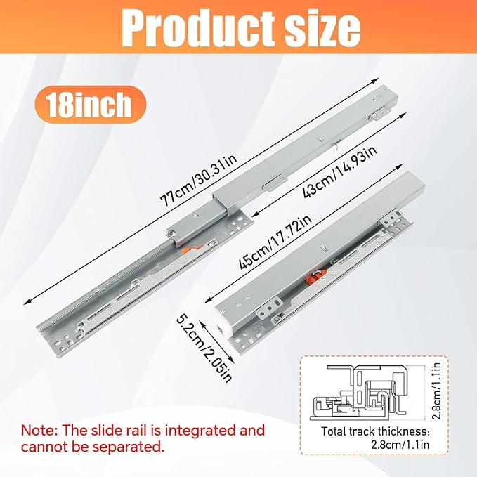 Undermount Drawer Slide Bottom Mount Pull Out Shelf Slides Full Extension Soft Close Base Mount Slide Out Drawer Track Shelf Slider Rail for Cabinet Tray Kitchen Pantry Drawer Trash Can Hardware