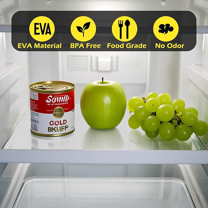 Shelf Liner, Waterproof Refrigerator Liner, Drawer Liners for Kitchen Cabinet, Bathroom Under Sink Mat Non Adhesive Fridge Liner EVA Place Mats Roll - Clear 17.7"×118"