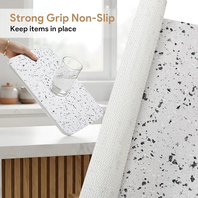 17.7'' X 96'' Shelf Liners Drawer Liner for Kitchen Cabinet Non Adhesive, Strong Grip Anti Slip Cabinet Liners for Shelves, Oil-Proof Waterproof Cupboard Liner