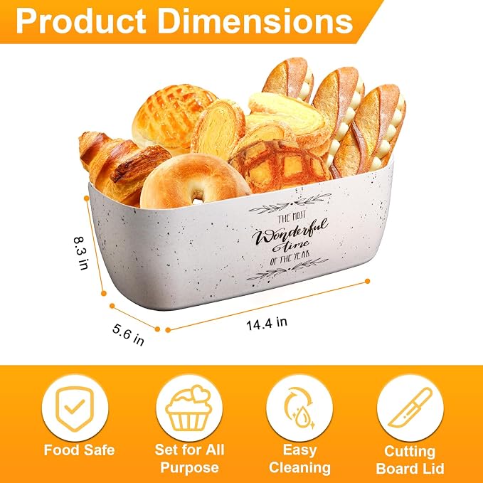 Bread Box For Kitchen Countertop,Bread Box with Cutting Board Lid Made with Bamboo Fiber,Bread Container Holder Keeper Keep Fresh I14.4x8.3x5.6 in……