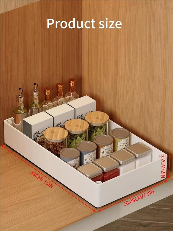 Pull-out cabinet organizer expandable with nano film adhesive, pull-out drawer suitable for kitchen, pantry or bathroom cabinets