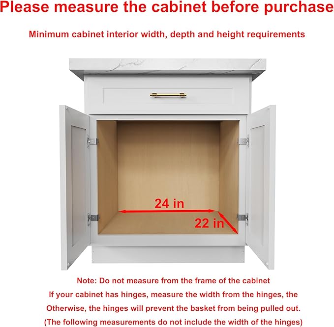 Sikarou Wood Pull Out Cabinet Organizer 2 Tie 23" W x 21" D, Heavy-Duty Sliding Drawers for Inside Cabinets Storage and Organization for Kitchen, Pantry, Bathroom