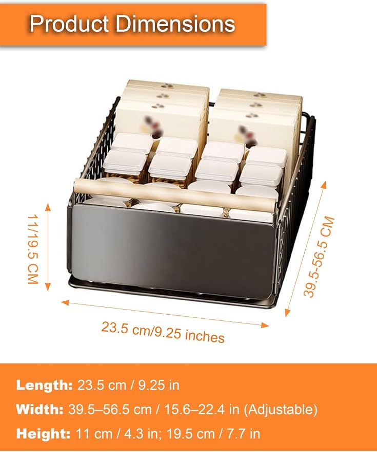 Heavy Duty Kitchen Slide Out Shelves - No Drill Pull Out Drawers for Cabinets Adjustable Height(Milk,19.5 cm)
