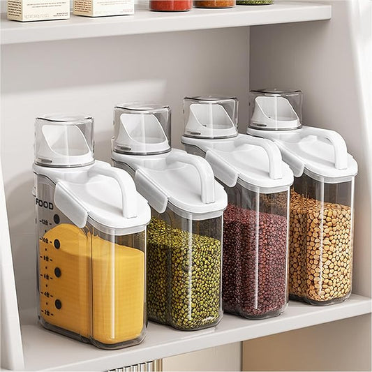 LANGMINGDE 1 Piece Cereal Containers Storage, 2.8L/95oz Airtight Large Dry Food Storage Containers with Pouring Spout Measuring Cup for Snacks Grain Rice,BPA Free Dispenser Plastic Bin, 1PC