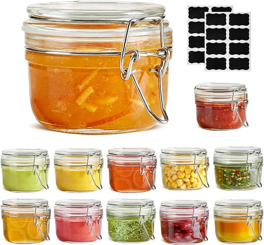 ComSaf 4oz Glass Spice Jars with Airtight Lids (Value Pack of 12), Bulk Mini Mason Jars for DIY Wedding Favors, Spices, Herbs & Crafts, 120ml Small Glass Canisters for Complete Pantry Organization