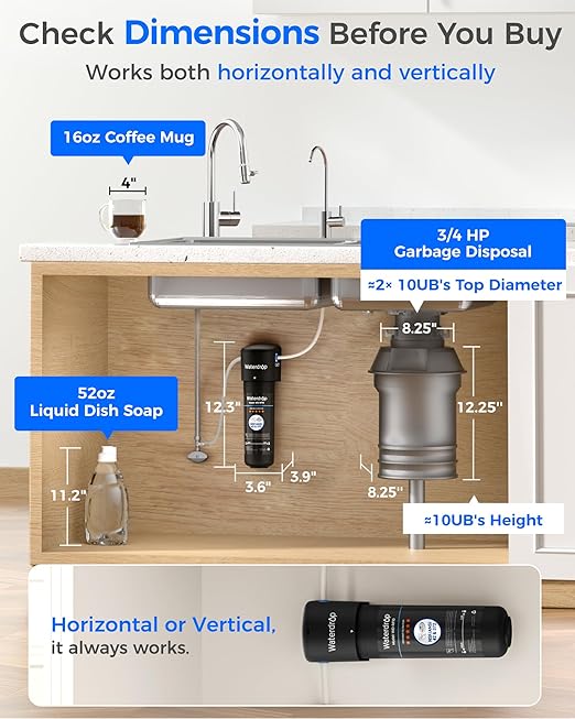Waterdrop 10UB Under Sink Water Filter System with Faucet, Reduces PFAS, PFOA/PFOS, Lead, Chlorine, Bad Taste & Odor, NSF/ANSI 42 Certified, Under Sink Water Filter with Faucet, 1 Year