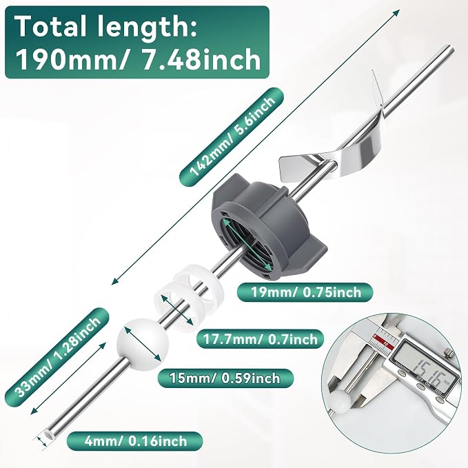 Lavatory Pop Up Center Piece Assembly, Pop-Up Drain Repair Kit, Compatible with Moen, Kohler with 15MM Ball, Long Rod, Bathroom Sink Pivot Rod Replacement Parts
