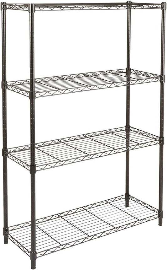 Amazon Basics 4-Shelf Adjustable Heavy Duty Steel Wire Rack Storage Shelving, Sturdy Garage Shelving, 350 lbs Capacity Per Shelf, Easy No-Tool Assembly, 36" x 14" x 54", Black