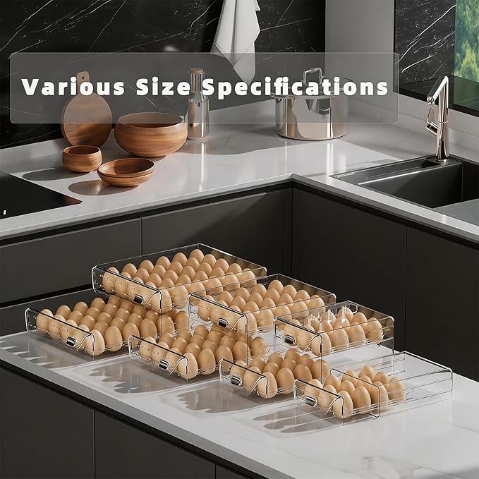 HIYOHIYO Clear 60 Egg Holder for Fridge, High Capacity Egg Container for Refrigerator, Stackable Egg Storage Trays for Countertop, Eggs Organizer for Refrigerator (11.6"x 10.2"x 5.1")