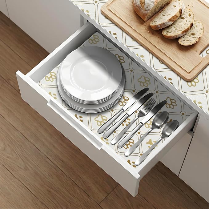 Shelf and Drawer Liner for Kitchen Cabinets 12'' X 120'' Non Adhesive Shelf Paper Strong Grip Anti Slip Cabinet Liners for Shelves, Oil-Proof Waterproof Cupboard Liner