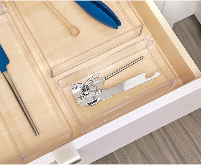 IDesign Decorative Countertop Vanity Tray Organizer for Bathroom, Bedroom, Closet, Entryway, The Clarity Collection – 4” x 8” x 2”, Clear, Small