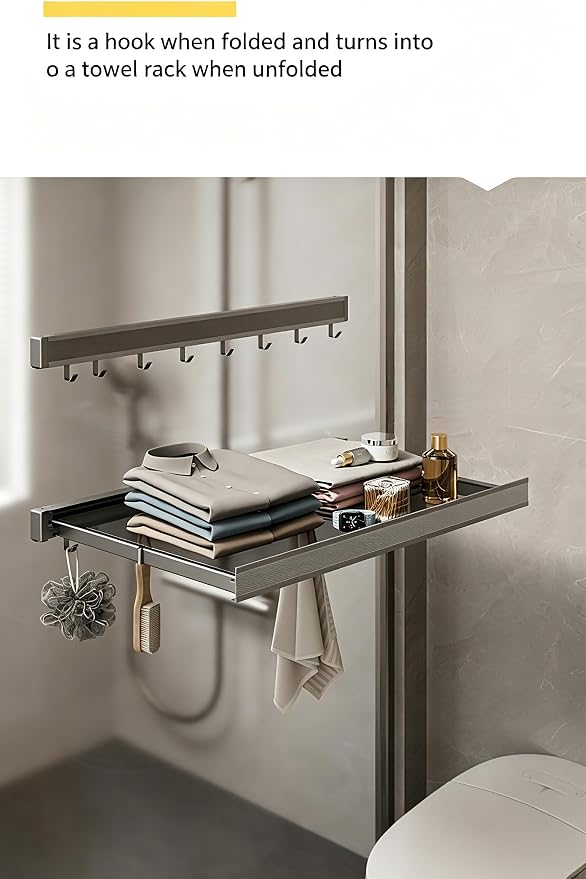 Foldable Pull-Out Cabinet Drawer Organizer, Under Sink Slide-Out Storage Shelf with Hooks, No Drill Installation for Kitchen, Bathroom, Pantry and Home Organization (Without Towel Bar)